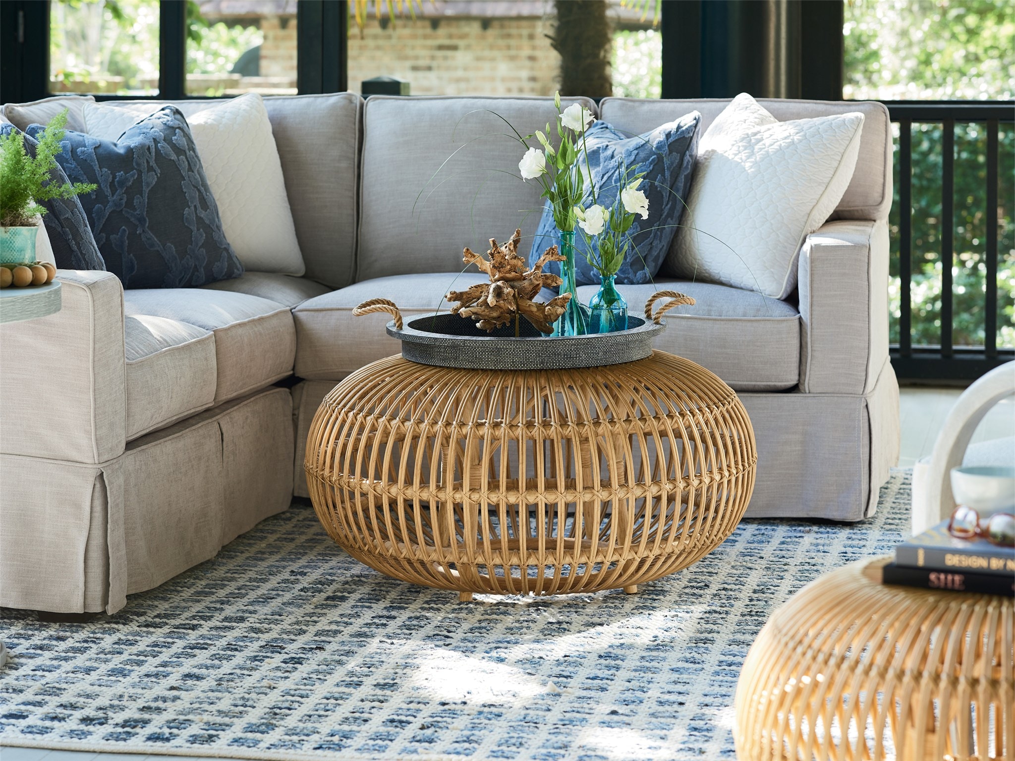 Coastal Living by Universal 833811 Living Room Small Rattan Scatter Table