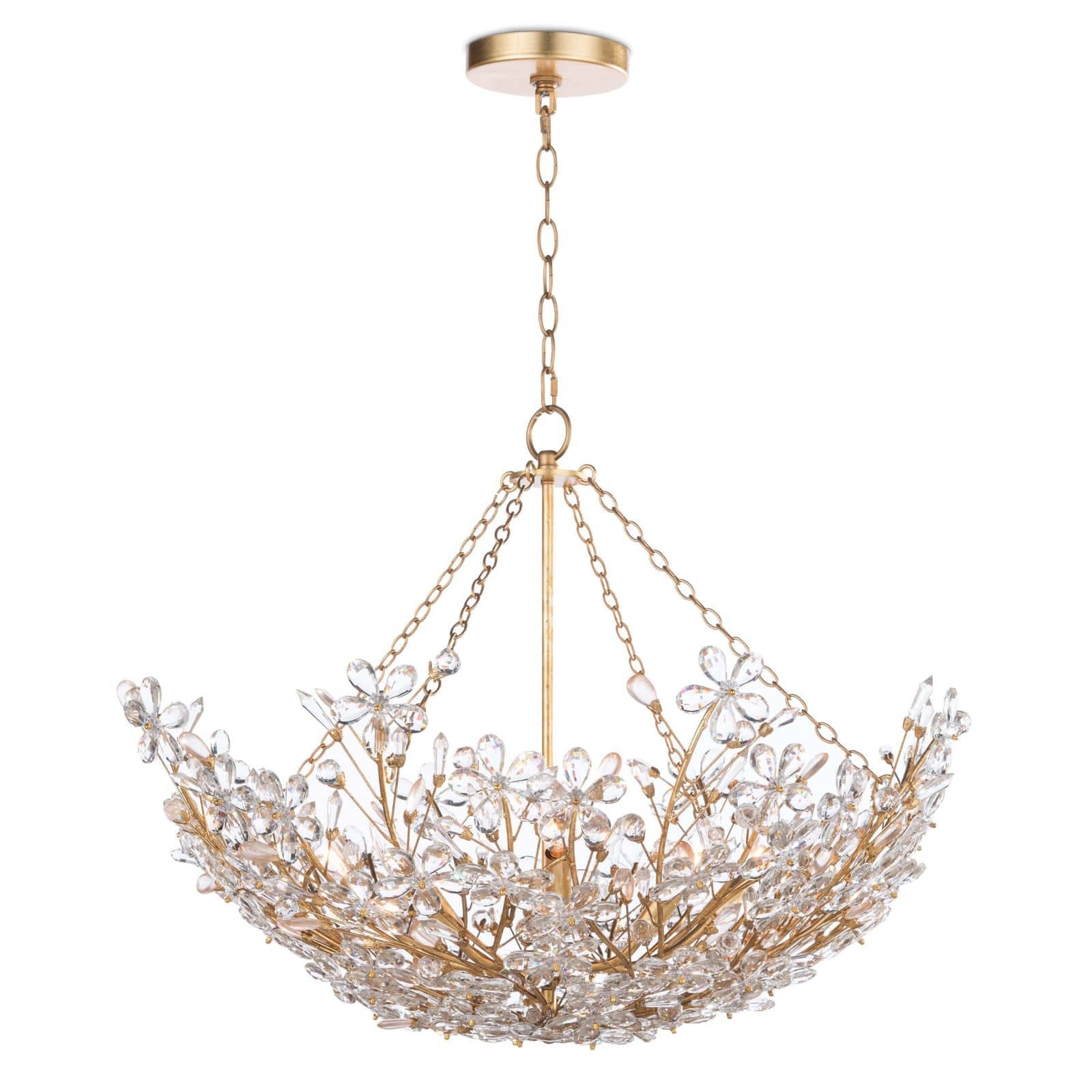  Crystal Flower and Gold Basing Chandelier DV-1DE4GL