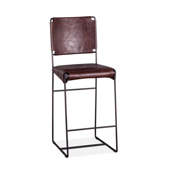 17" Chocolate Top-Grain Leather Counter Chair 9-4418-4H