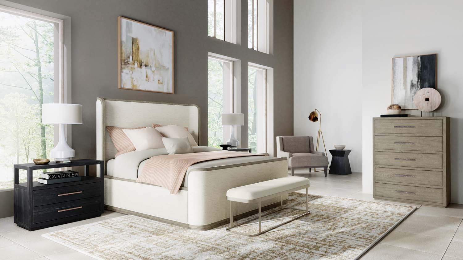  King Upholstered Shelter Bed 70