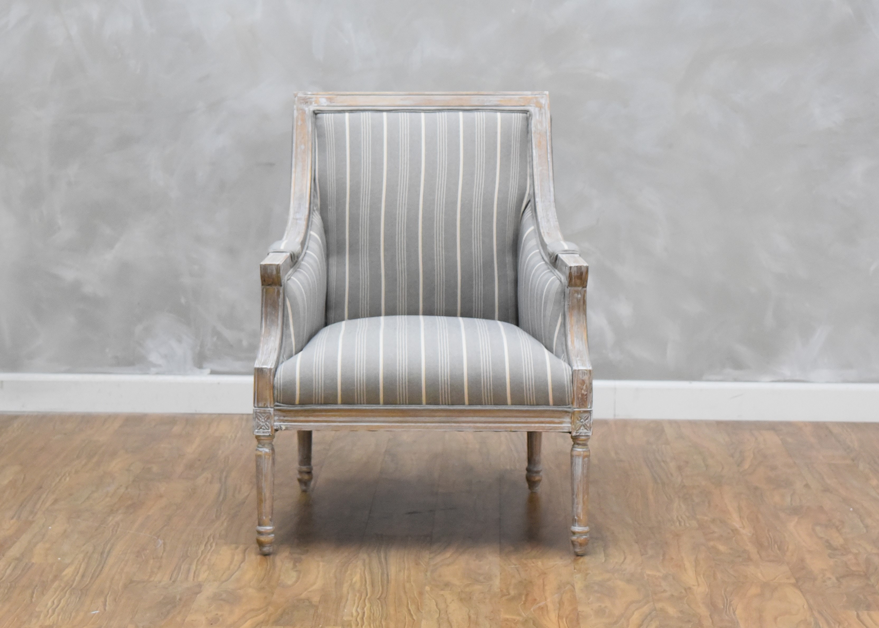 mckenna gray and cream stripe accent chair