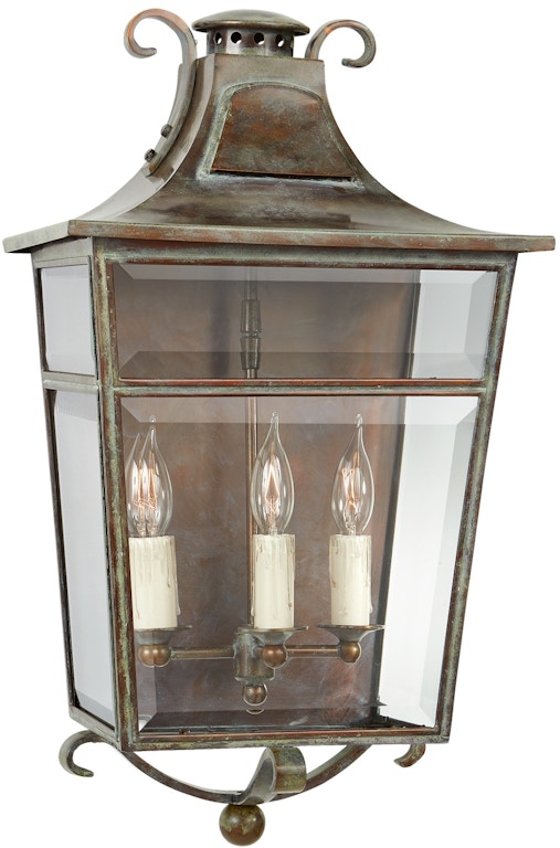 Visual Comfort & Co Carrington Medium Sconce in Weathered Verdigris with  Clear Glass RL 2733WVG-CG